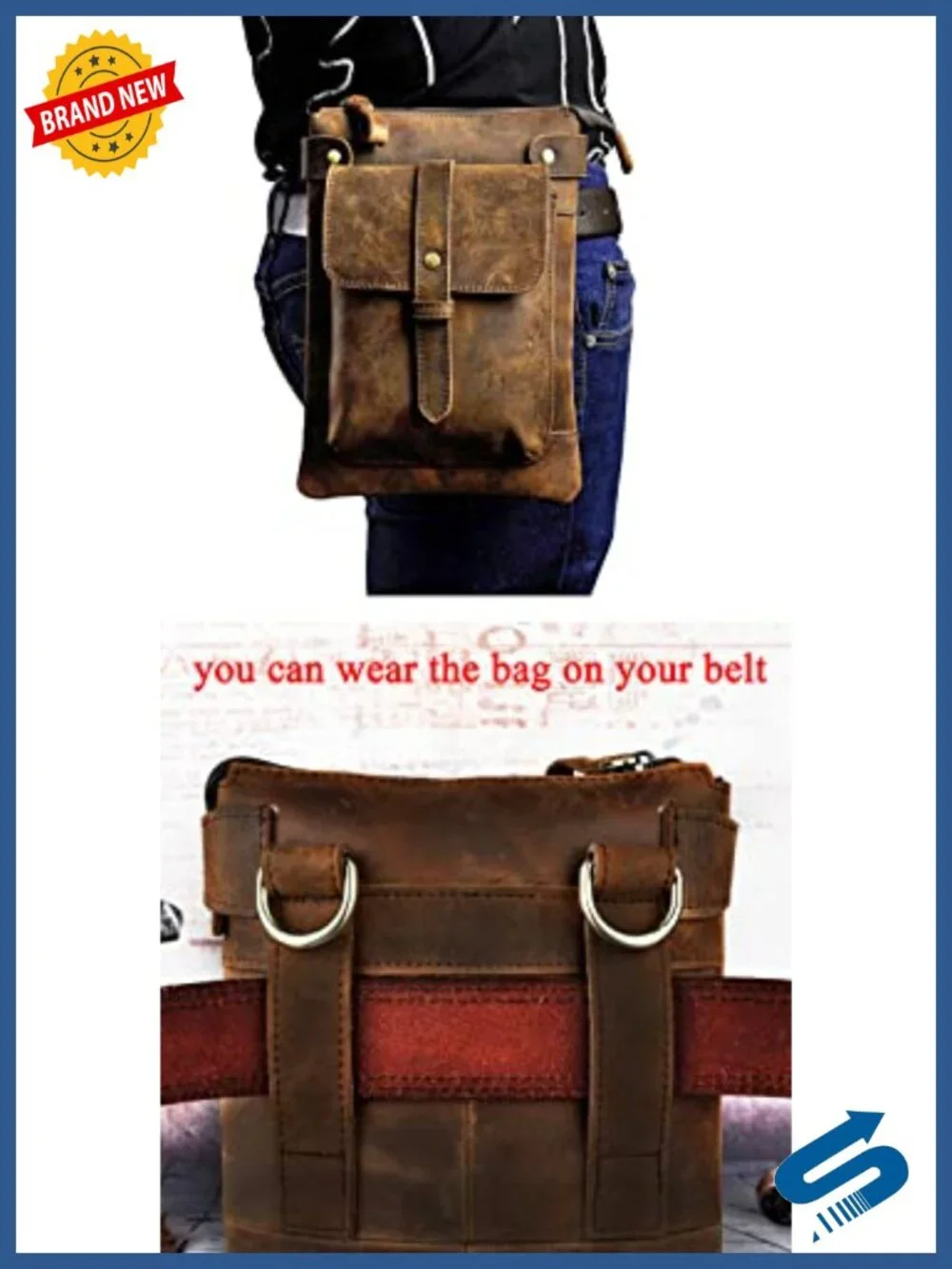 Genuine Leather Messenger Shoulder Waist Bag Pack Small Fanny